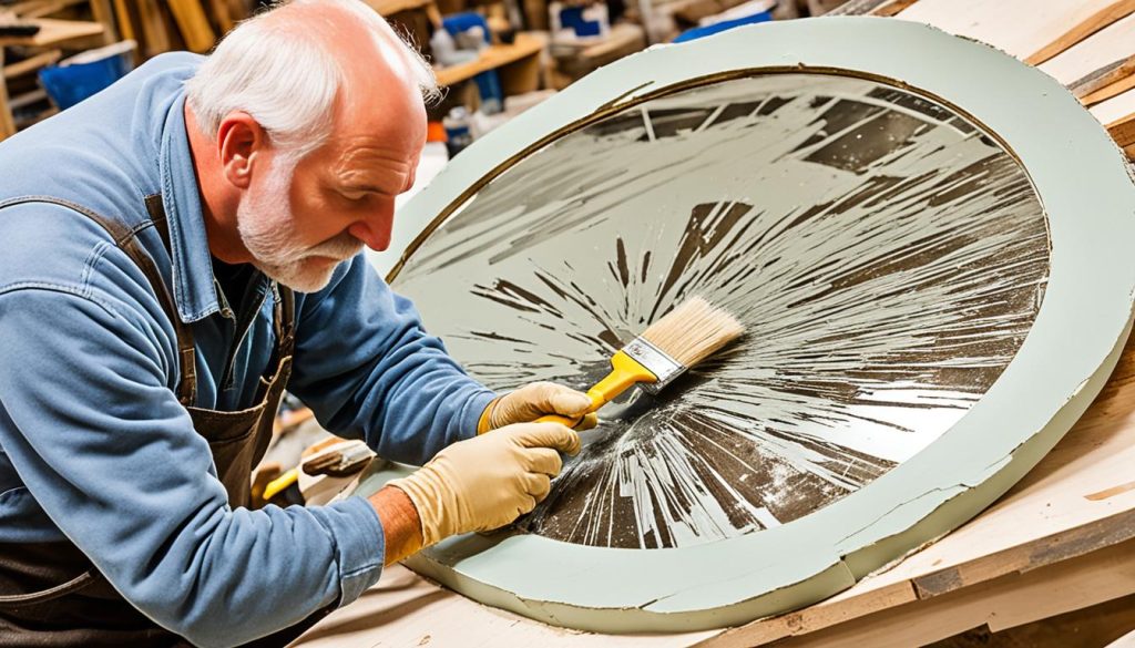 Reparatur von blinden Stellen im Spiegelrahmen