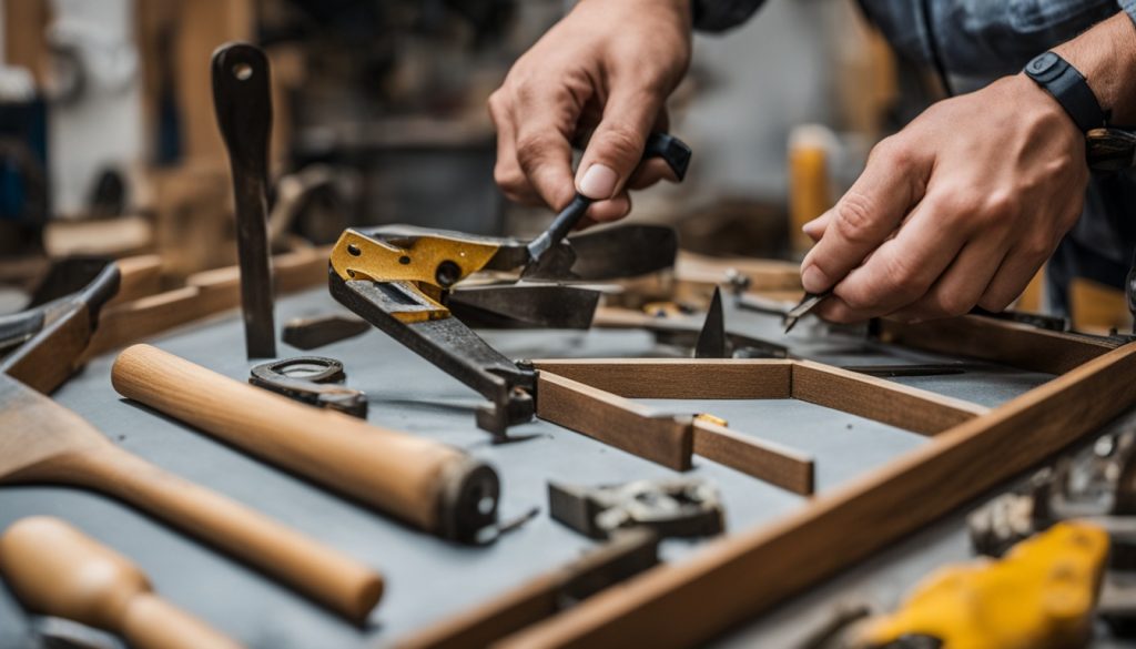 Reparatur von gebrochenem Holzrahmen an Spiegeln