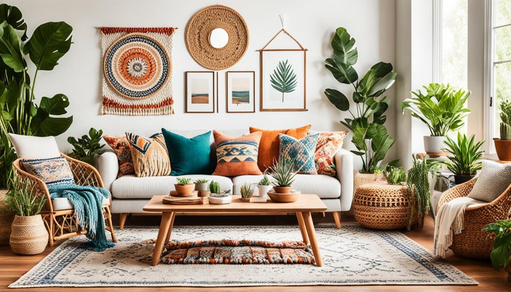 Wohnzimmer im Boho-Chic