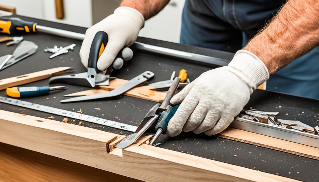 Reparatur von Holzschubladen mit beschädigten Griffen